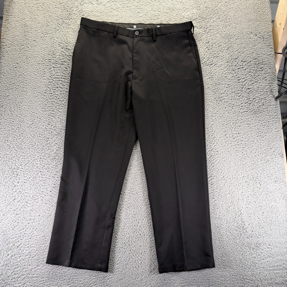 Haggar Cool 18 Pant Mens 40x30 Black Polyester Golf Straight Leg Classic Sports